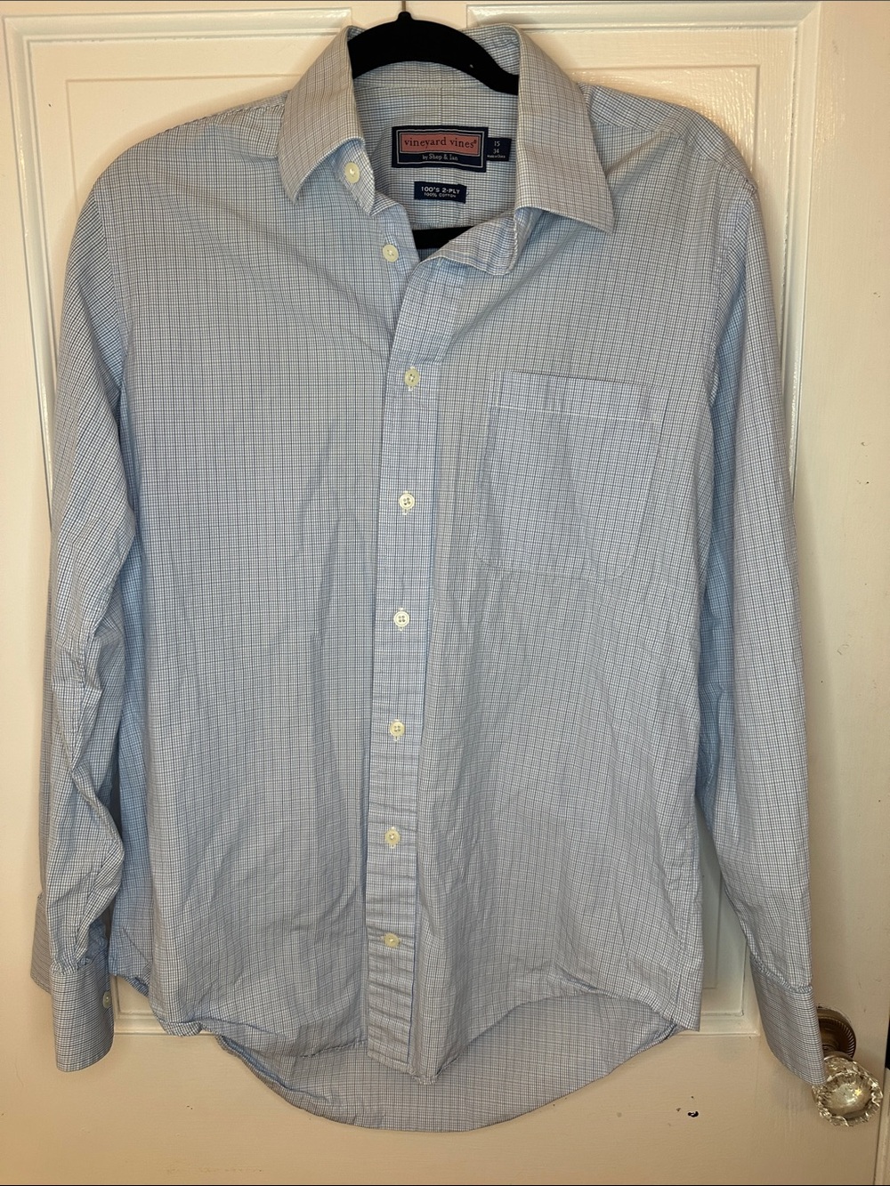 Vineyard Vines Men's Light Blue Check Button-Down Shirt size 15/34 EUC